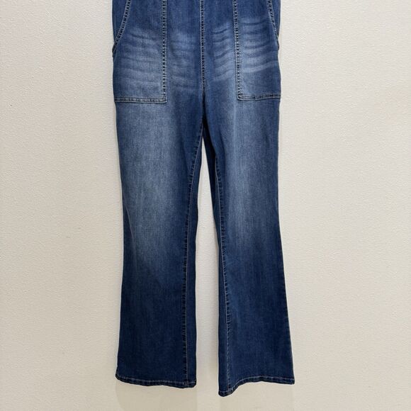 Wallflower Overalls Womens XL Blue Flare Stretch Modern Boho Festival Denim - Picture 4 of 16